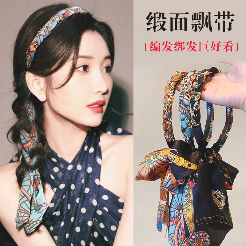 飘带头箍丝巾发带编发一体发卡头饰绑发发箍女发饰辫子