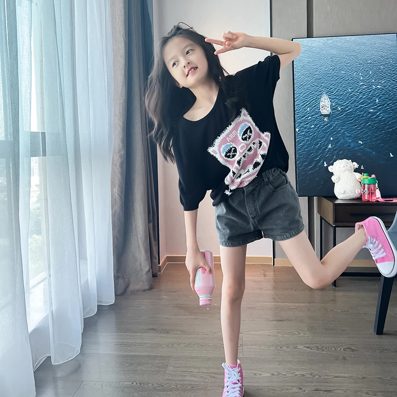 【粉色猫头鹰】 2023夏款女童百搭冰凉丝针织开衫上衣KD402