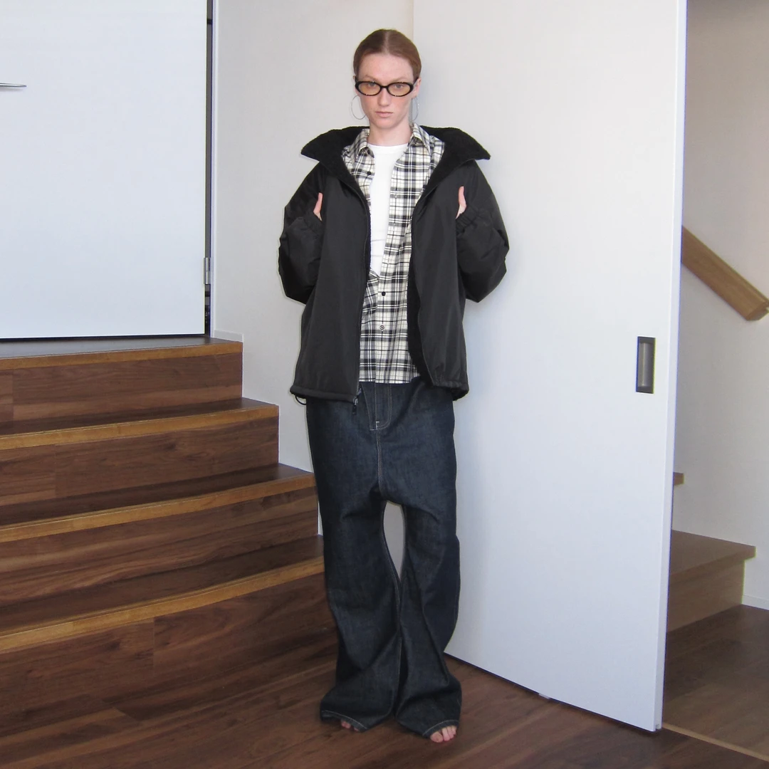 rarely alike羊羔毛正反两穿教练夹克棉服 黑色