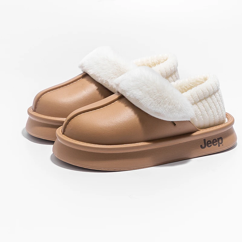 JEEP/吉普时尚 2024新款加绒加厚女士厚底外穿包跟棉鞋休闲防水