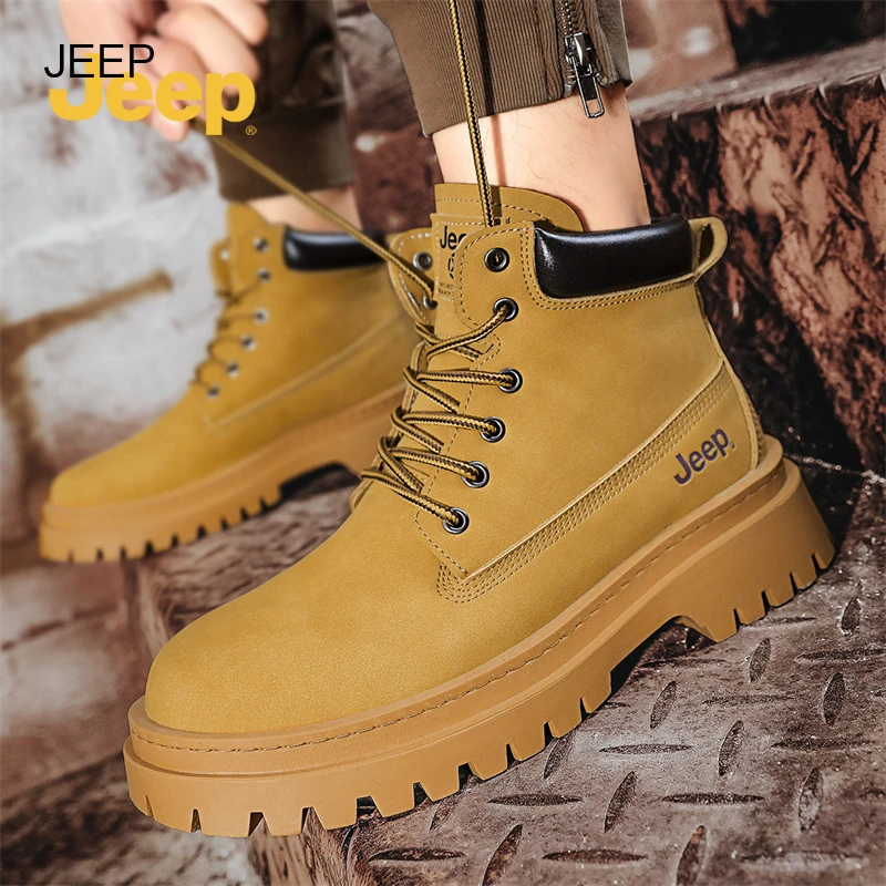 JEEP吉普男士高帮马丁靴秋冬工装靴潮流百搭户外休闲鞋