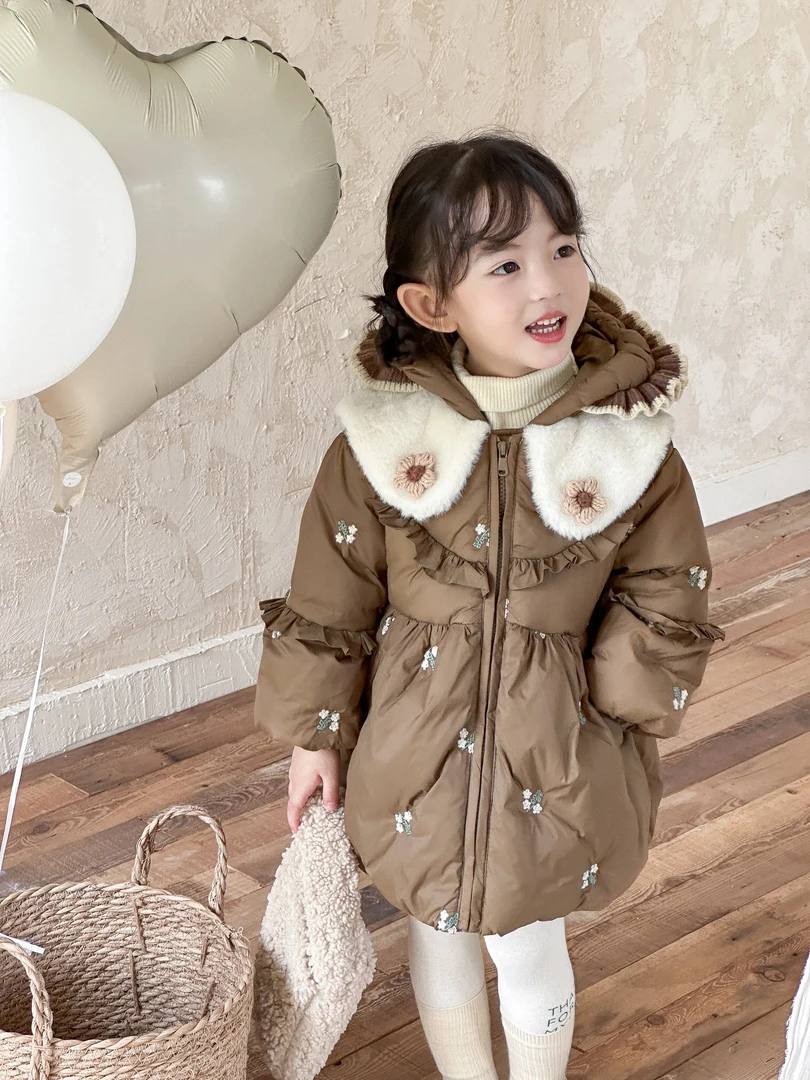 冬款中长款蝴蝶结羽绒外套001#