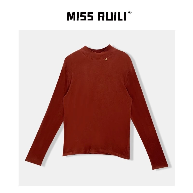 MISS RUILI定制 冬季纯色简约高领修身时尚气质打底女A8556