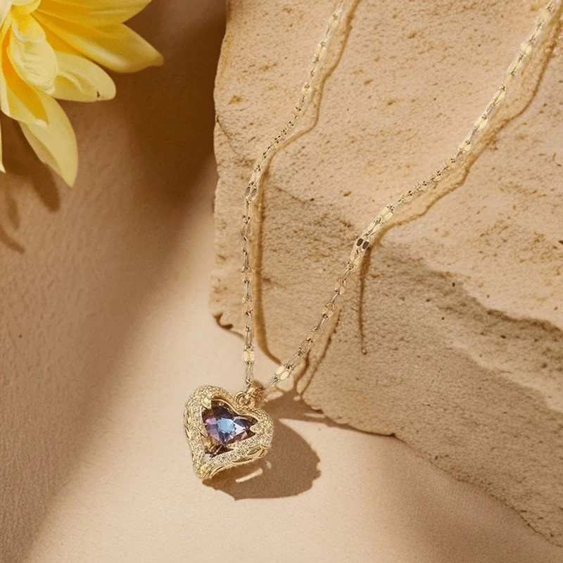 海洋之心 高端 轻奢七彩石项链吊坠LYJ-1A