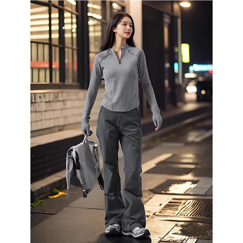 芙沿户外徒步登山冲锋裤女2025春秋新款防风防水情侣运动工装长裤