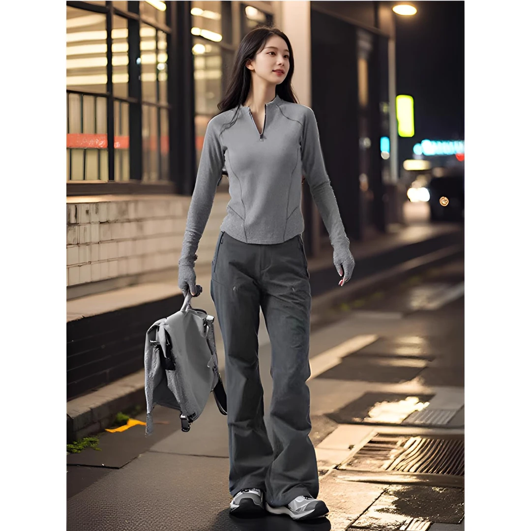 芙沿户外徒步登山冲锋裤女2025春秋新款防风防水情侣运动工装长裤