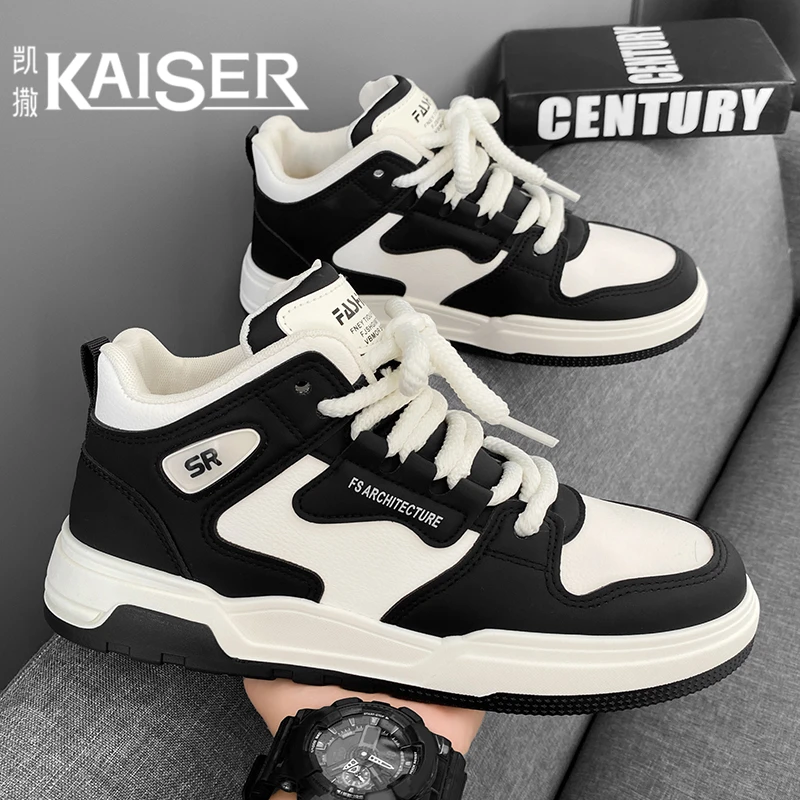 KAISER/凯撒·男鞋韩版高帮时尚厚底小白鞋子男款潮流运动休闲板鞋