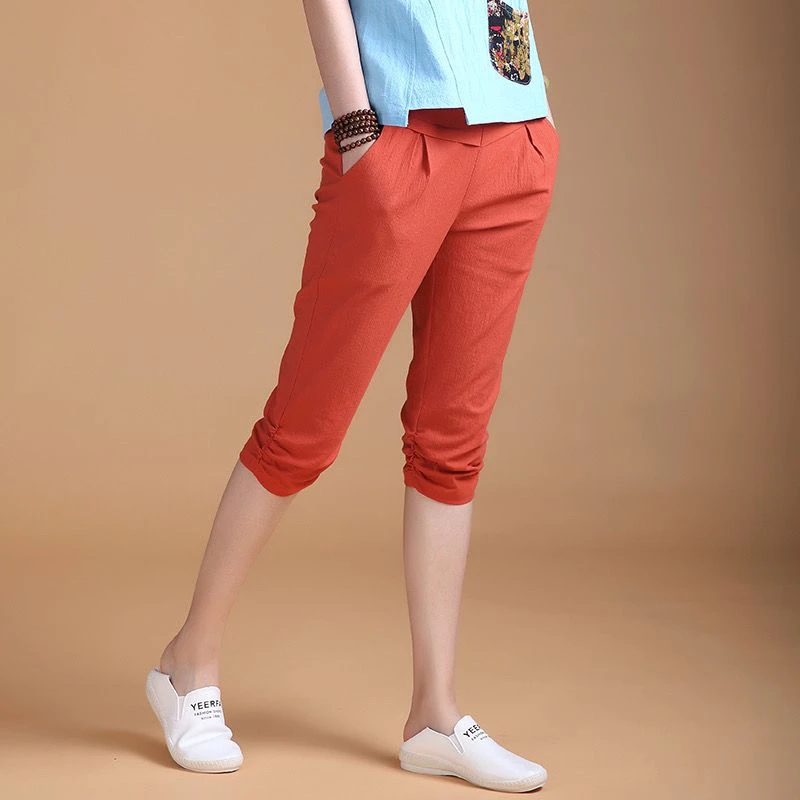 夏季2024七分裤女高腰休闲裤小脚裤女裤薄款宽松萝卜裤子