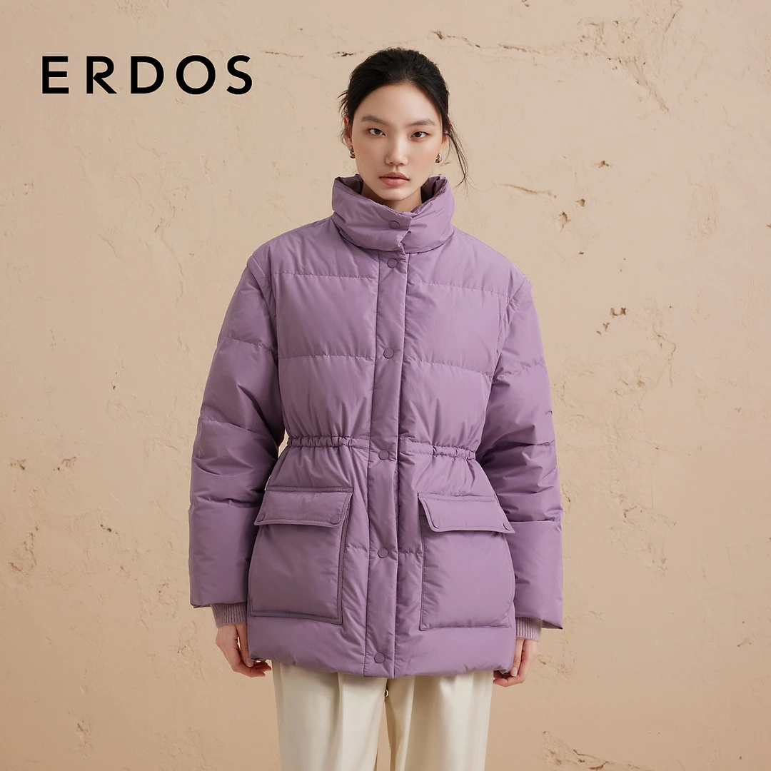 ERDOS 一衣俩穿拆修袖丁香紫宽松收腰羽绒服【香芋水晶】秋冬新品