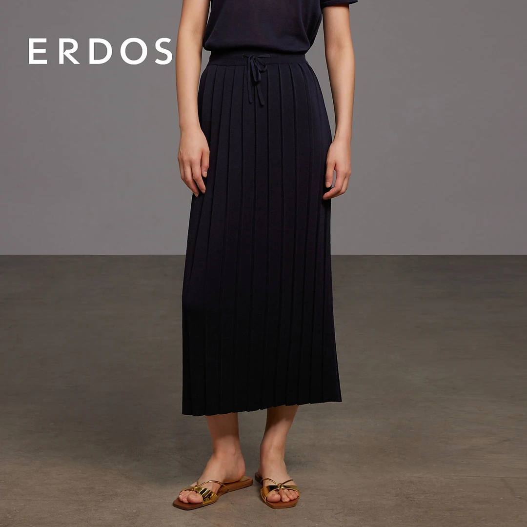 ERDOS 夏季细绒棉强捻工艺舒适透气“织”出来的百褶裙【子夜花影】