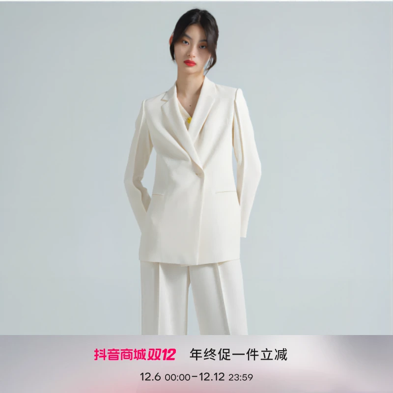 ERDOS 西装外套通勤修身西装领女休闲黑色气质小西装时尚
