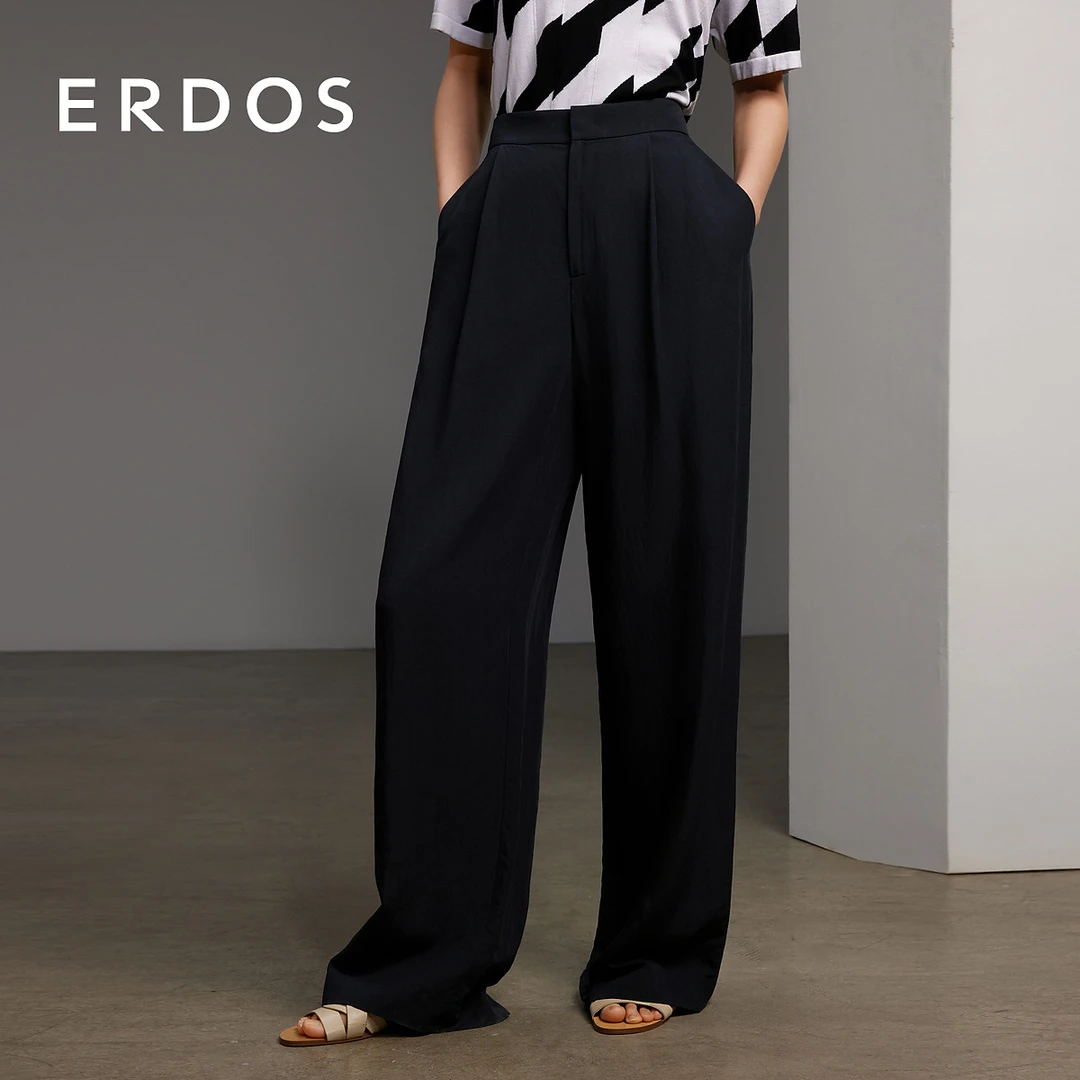 ERDOS 【刘雯同款】吸湿透气直筒阔腿裤沙滩度假简约优雅【海岛之夏】