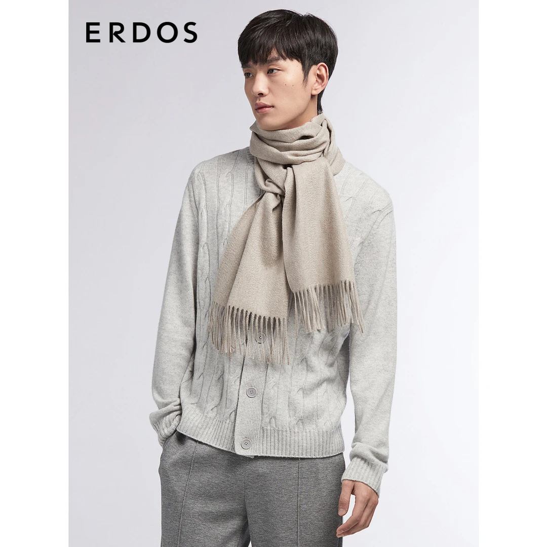 ERDOS 纯羊绒水纹刺绣纯色保暖舒适通勤围巾E106S1101
