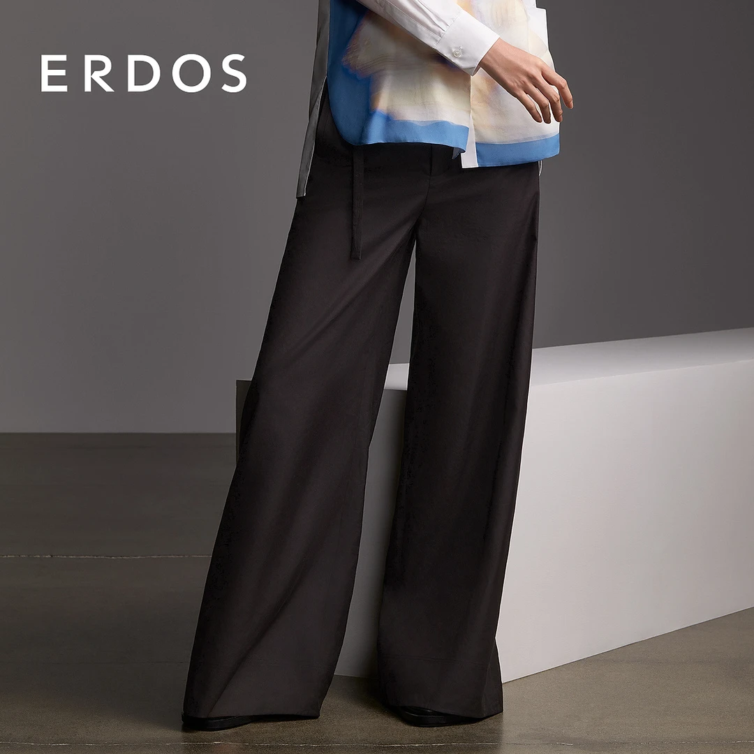 ERDOS 时尚夏季宽松黑色腰间可拆卸腰带A字阔腿裤【艺术的启发】