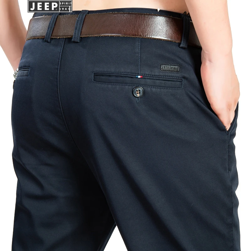 吉普休闲裤男士加绒厚款宽松直筒裤子2022秋冬新款商务休闲男裤子