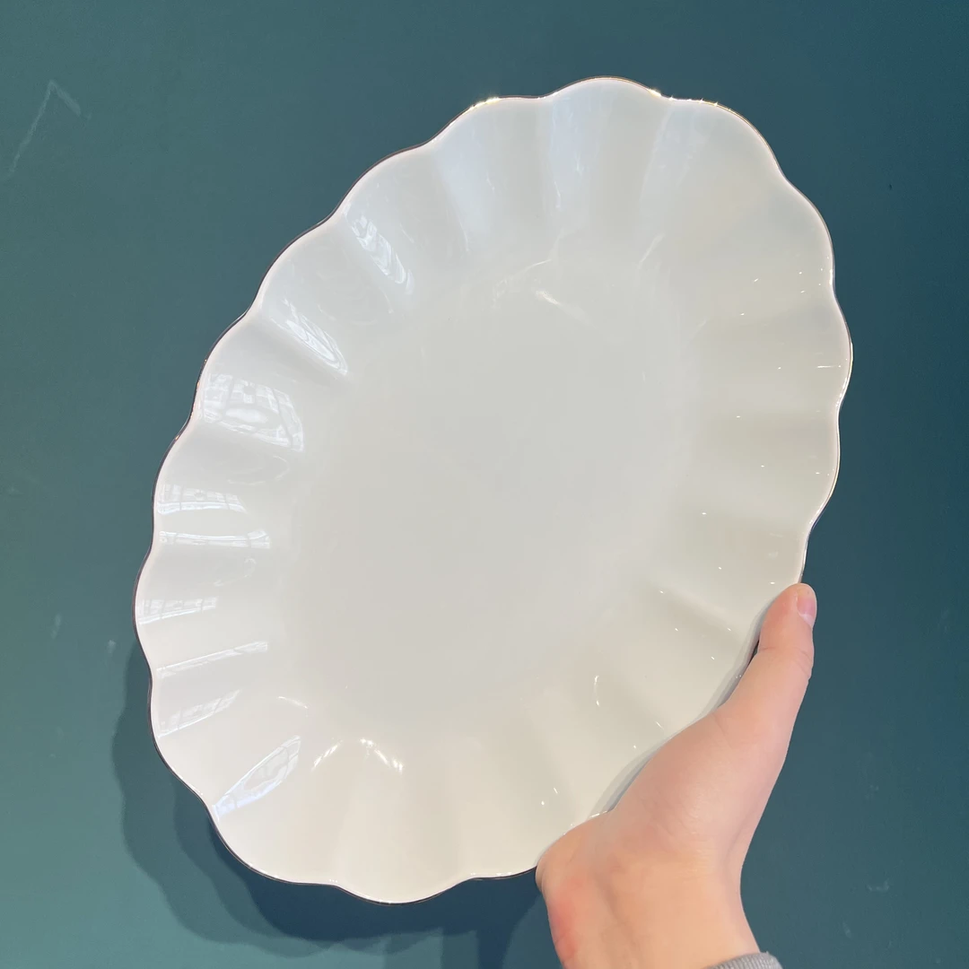 影青色陶瓷家用鱼盘 1块装