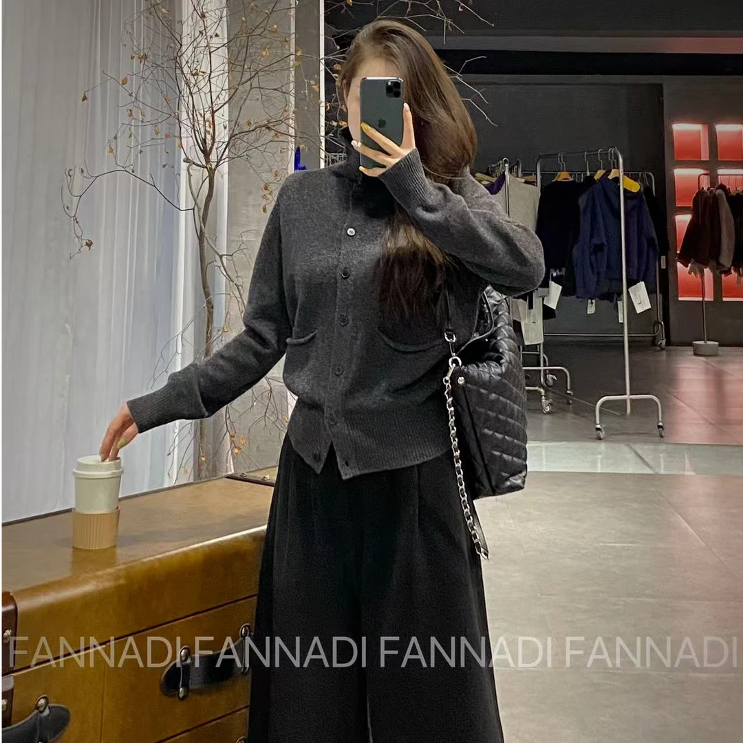 FANNADI【上衣】轻奢100%全羊毛高领设计感排扣羊毛衫 GY 295-85093