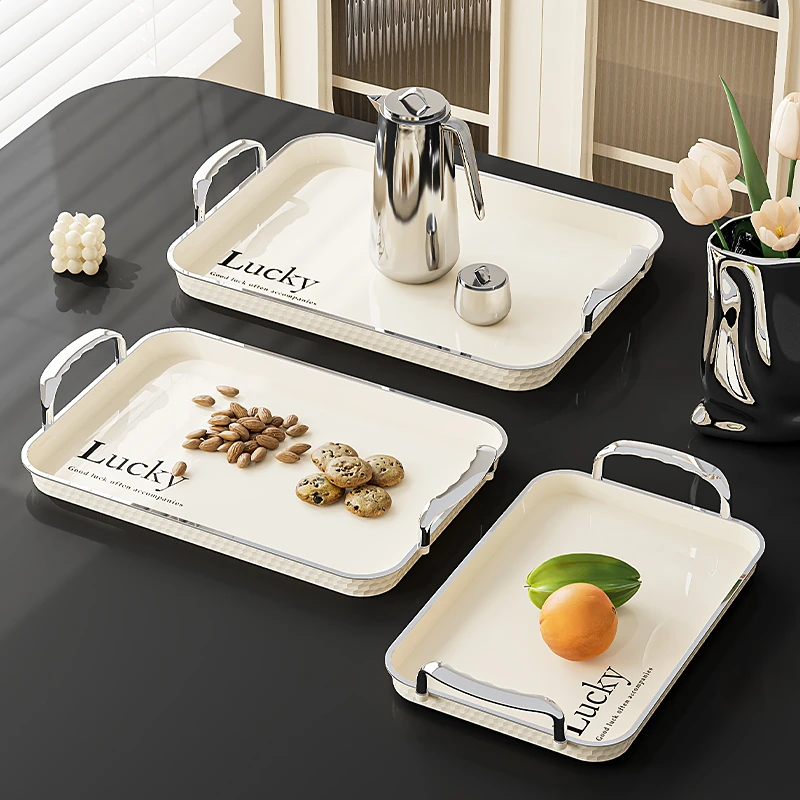 北欧托盘家用放茶杯水杯茶盘客厅茶几杯子收纳盘水果盘餐盘塑料盘