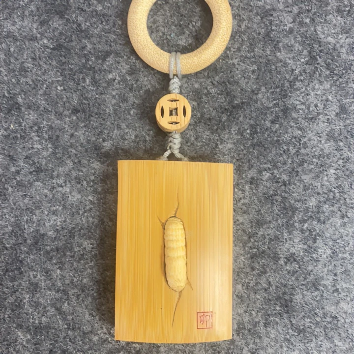 雕刻竹牌 虫噬竹 尺寸56×37×16