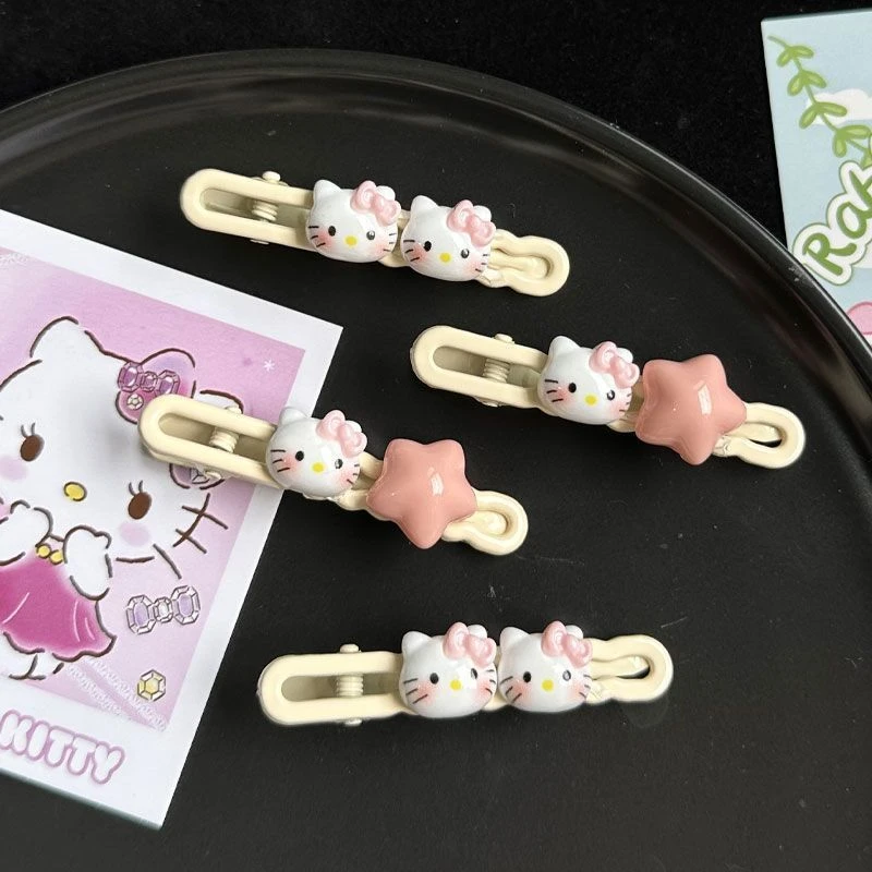 合金亚克力发饰 可爱Kitty发夹刘海侧边夹星星发饰头饰碎鸭嘴夹