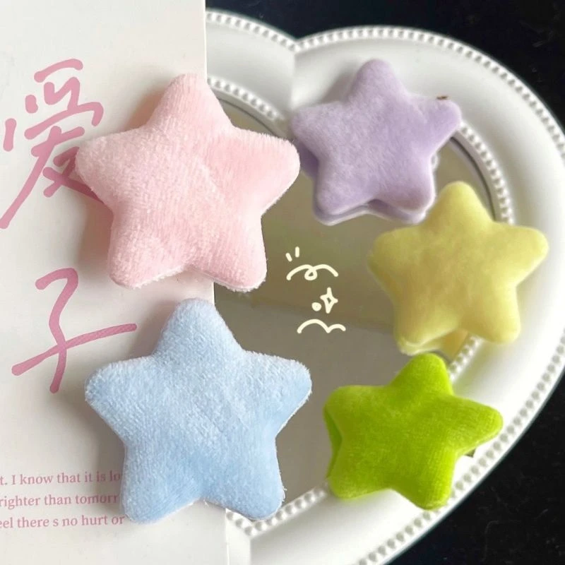 马卡龙色系毛绒星星发夹新可爱甜美少女心卡通刘海边夹头饰卡子女