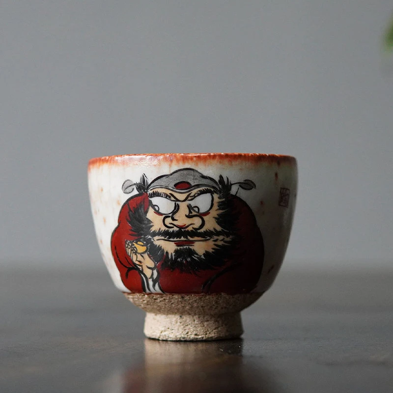 钟馗手绘志野烧国风新彩釉上主人杯陶瓷品茗杯功夫茶杯男主人招财