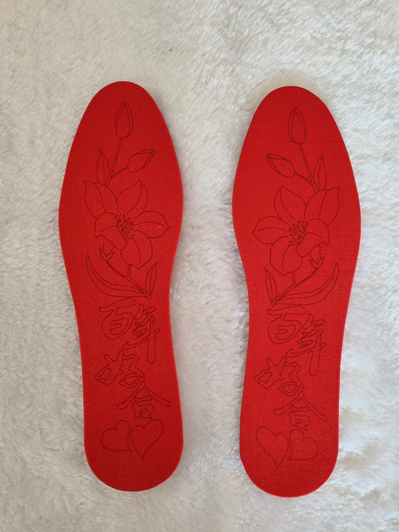 手工绣花鞋垫，纯棉贝贝，锦棉面，带针带优质涤丝线百年好合