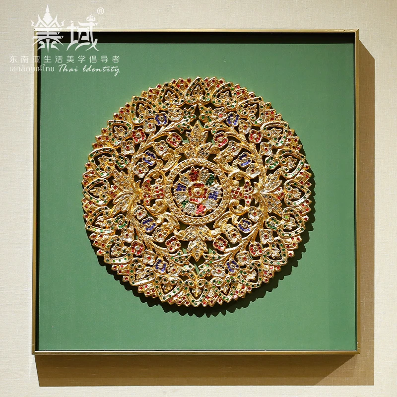 泰域《金莲花》实物画 东南亚风情餐厅墙壁挂画 玄关走廊装饰画