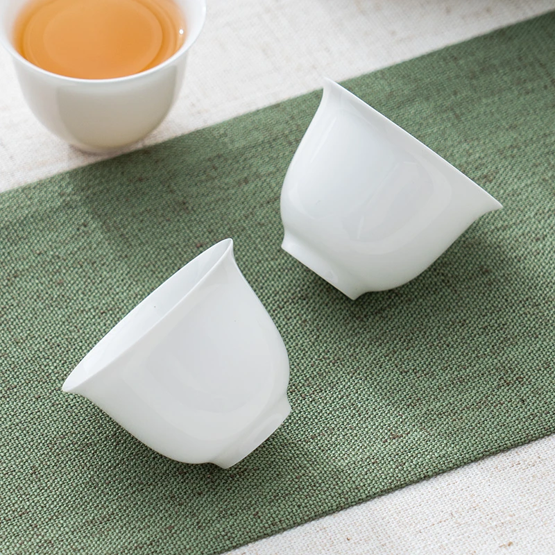 潮州骨瓷功夫茶杯美人杯家用纯白超薄胎品茗杯-36ml陶瓷主人杯