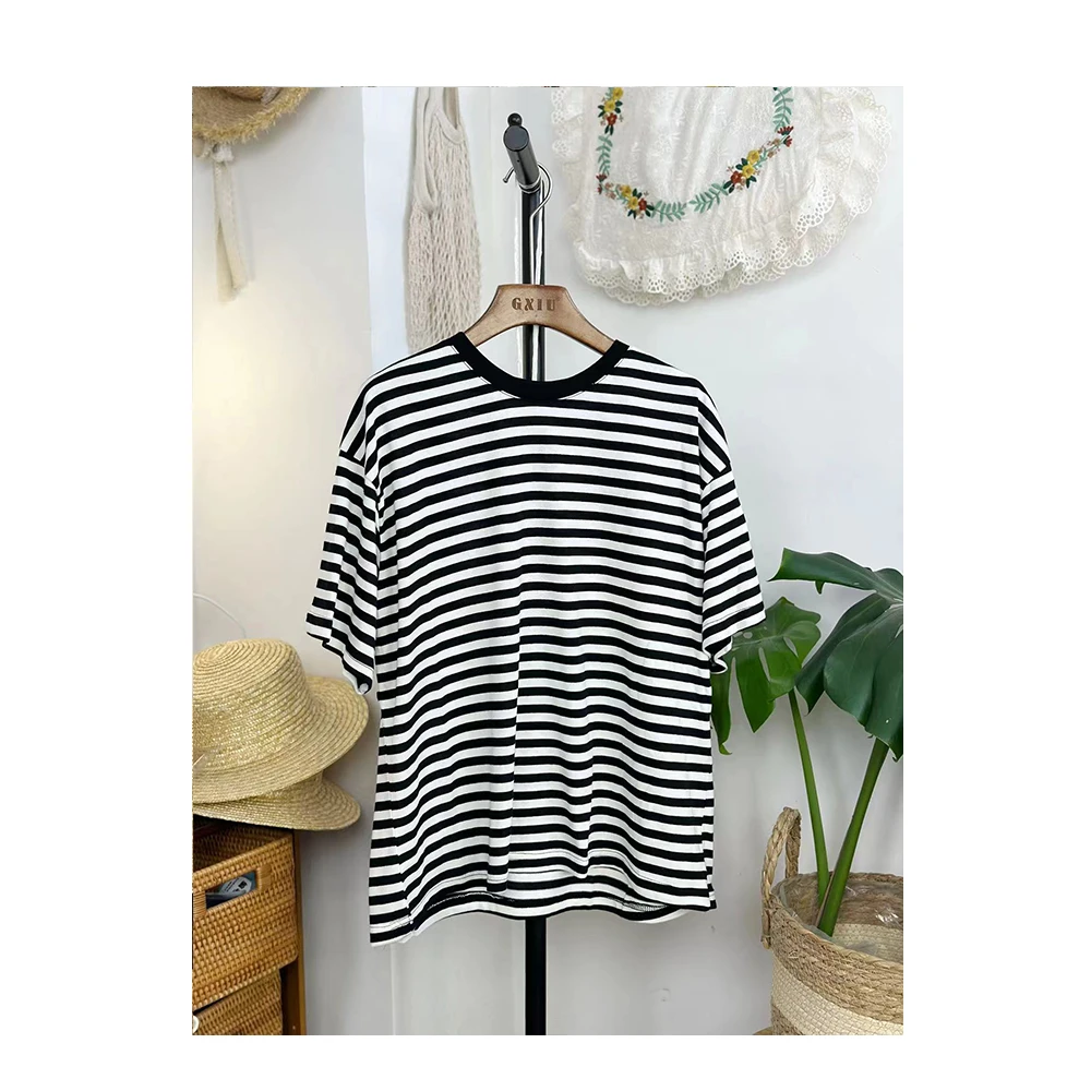 羊小羊【倾歌】223黑白条纹T恤舒适柔软 显瘦