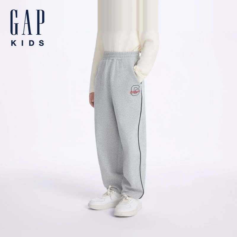 【大小童同款】Gap童装2024秋季新款休闲百搭抓绒撞色卫裤641249
