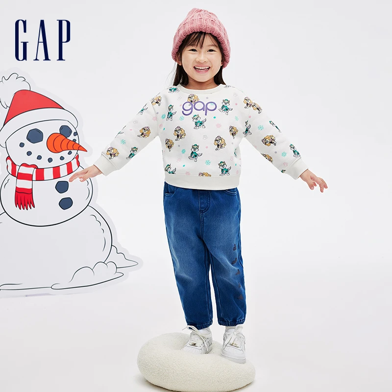 【汪汪队联名】Gap女幼童冬季抓绒保暖洋气套头圆领卫衣847232