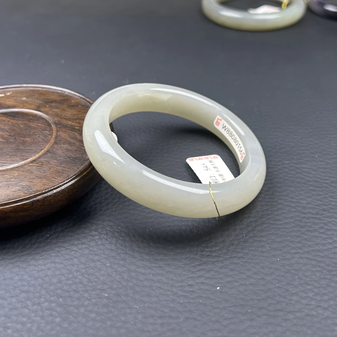 【物喜】和田玉54.5圈口紫罗兰玉手镯女士素圈气质时尚冰紫仙气飘飘