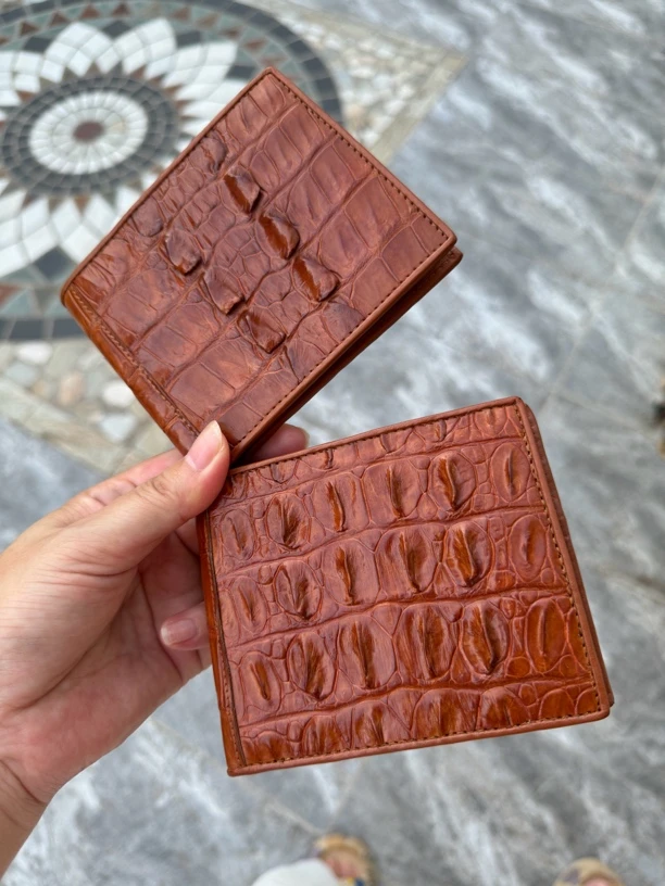 菲子鳄 鳄鱼皮棕色男士短款钱夹 皮卡包皮钱包 鳄鱼皮小钱包