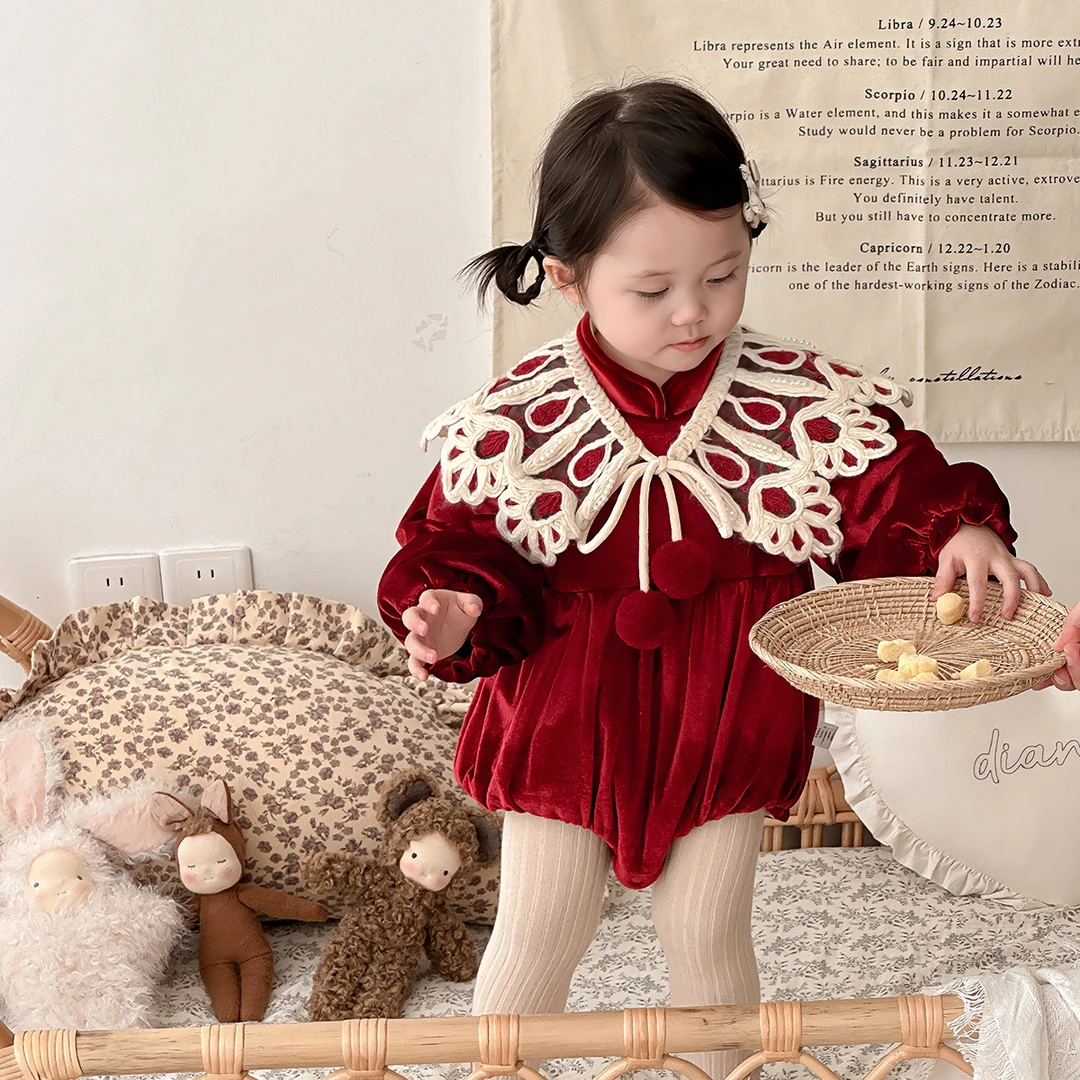 11.21上新【女宝宝新中式拜年服包屁衣】过年新生婴儿外出哈衣