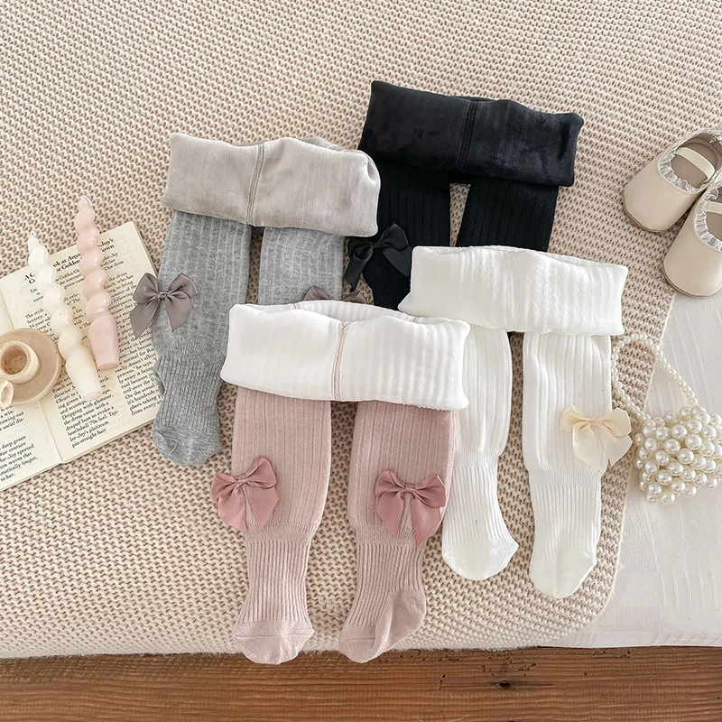 【10°-15°婴儿连裤袜】韩版冬季女宝宝加绒加厚打底袜大PP连脚袜