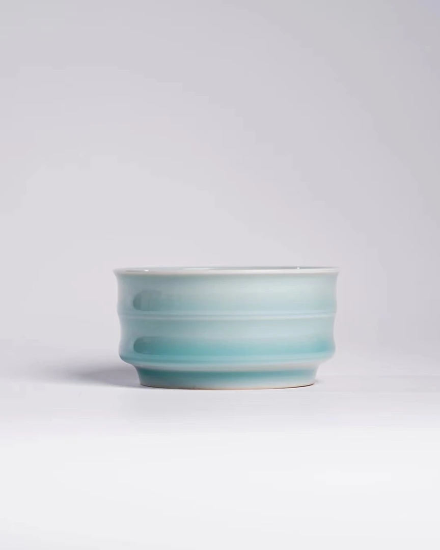 龙泉粉青手工竹节杯青瓷主人杯礼盒装男单杯女男士高档小茶盏