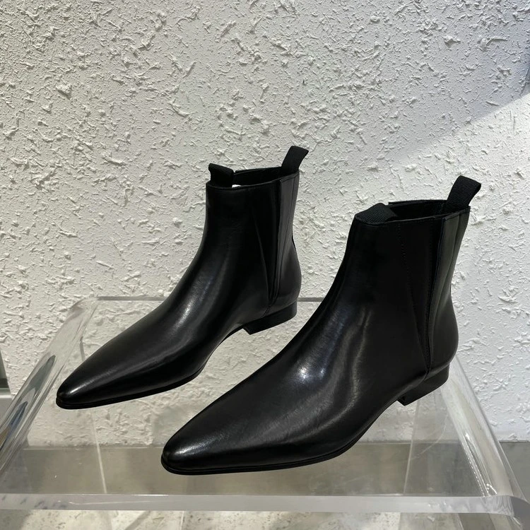 欧洲站马丁靴2024新款冬季百搭时尚弹力套筒英伦风平跟切尔西短靴