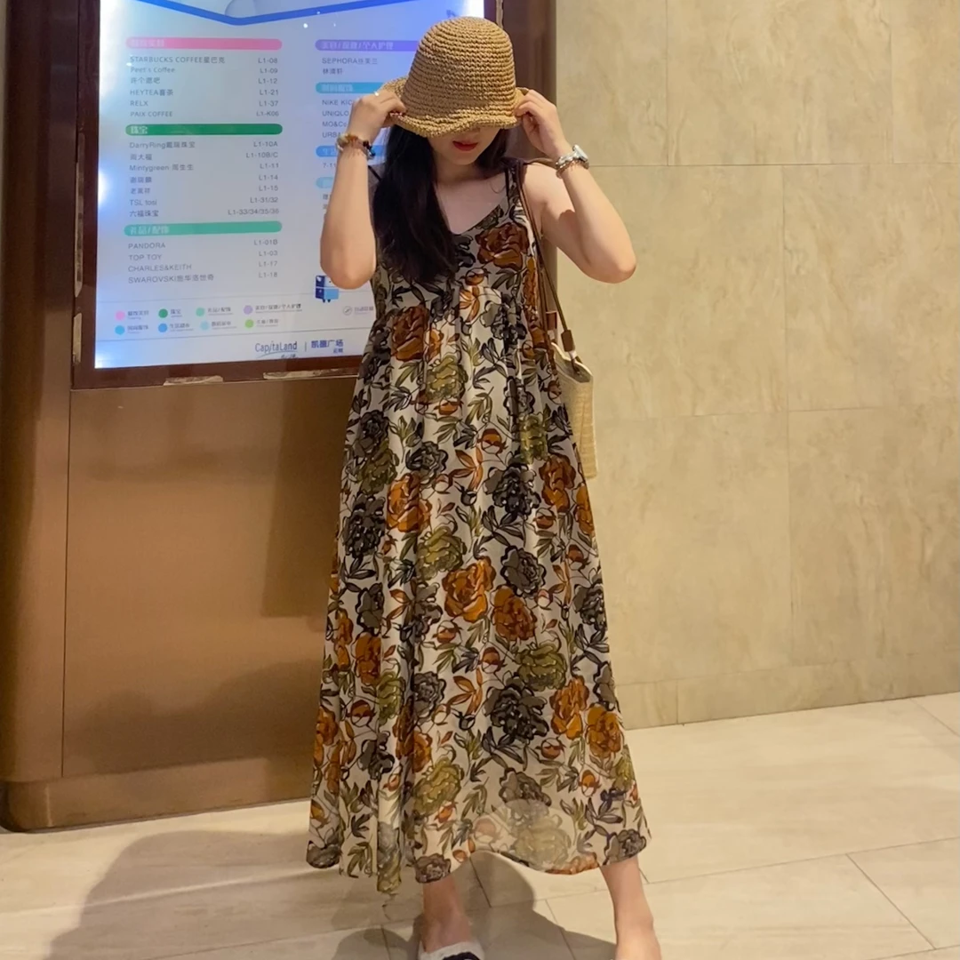 【落日黄昏】碎花气质复古时尚连衣裙轻熟春夏超显瘦连衣裙碎花裙