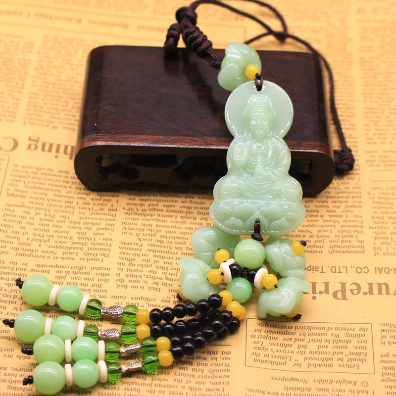 汽车挂件饰品车用品莲花出入平安招财貔貅观音装饰平安符吊坠车载