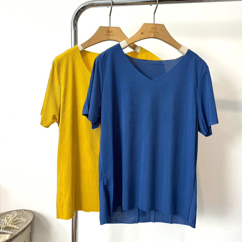 【小洁优选】夏季女士冰丝短袖T恤纯色舒适休闲宽松大码速干毛边T