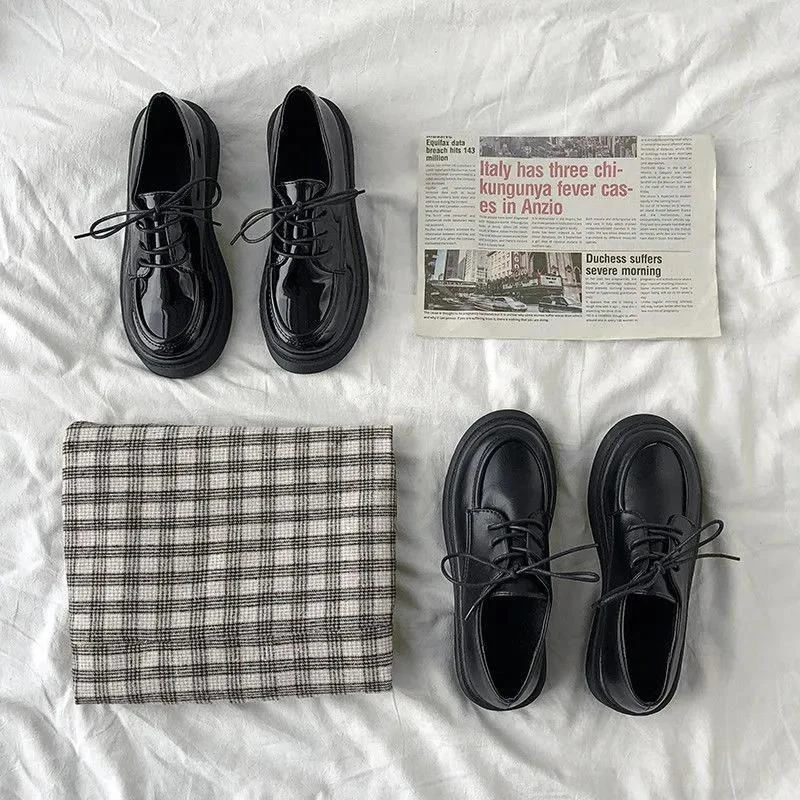 黑色小皮鞋女日系jk鞋子2022春季新款英伦风韩版百搭复古平底单鞋
