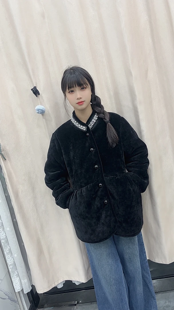 小韩版珍珠领口三层厚外穿家居服