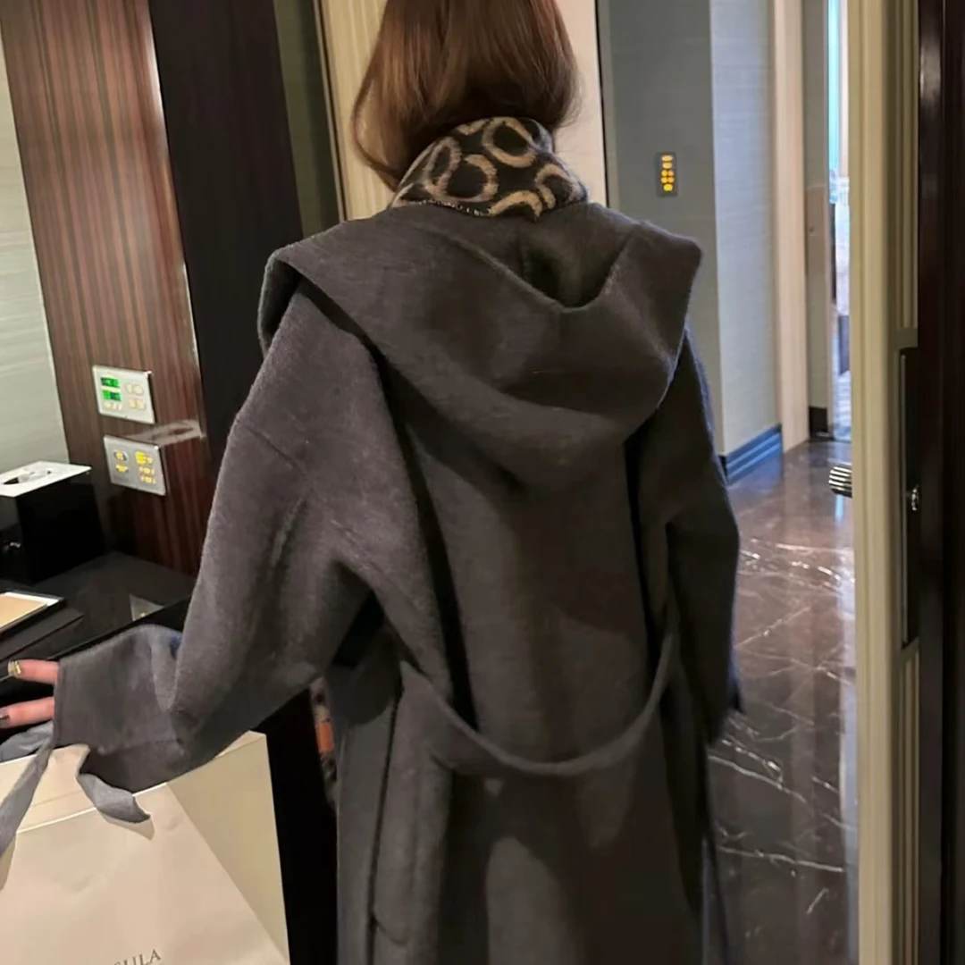 8817爱丁堡日暮~老钱感连帽大长款双面羊毛大衣