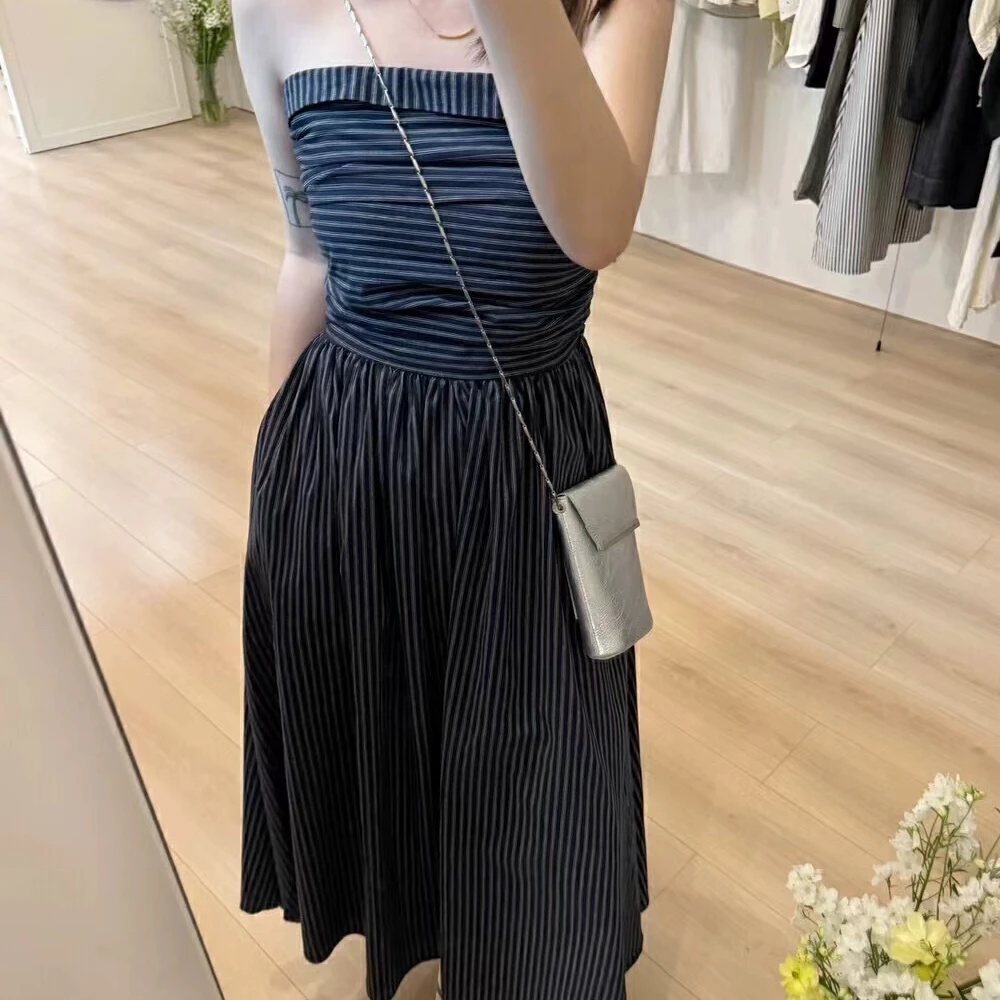 2201气质女人味 韩系条纹吊带裙
