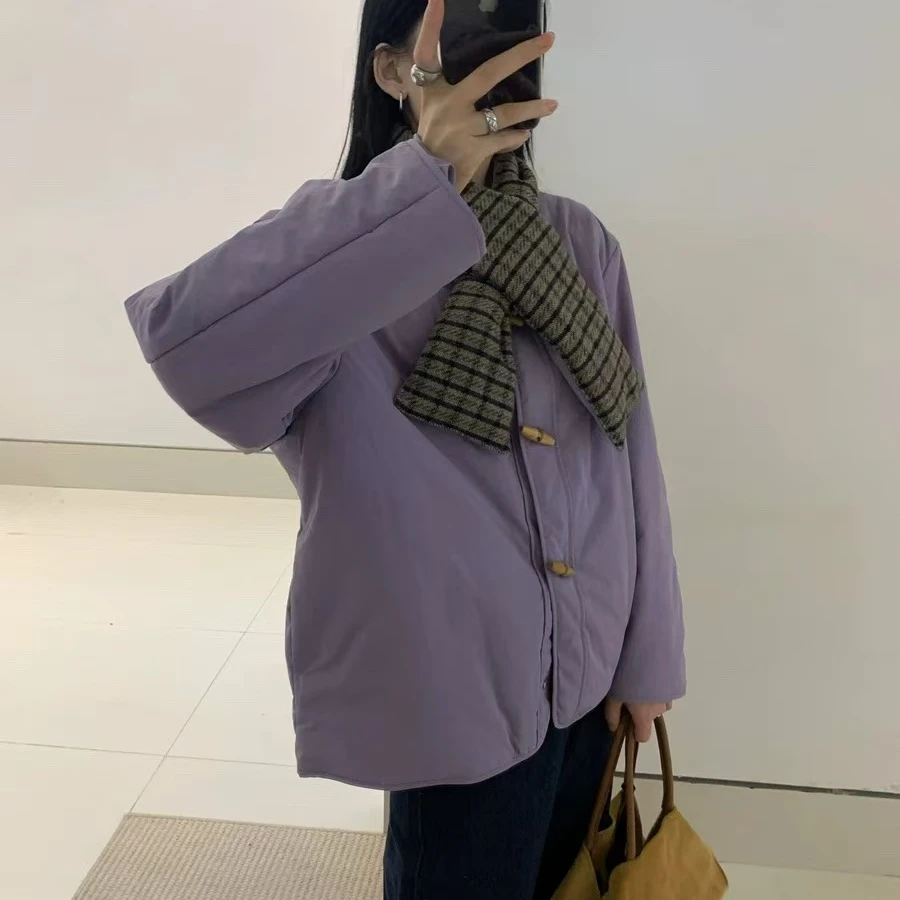 2485肉丝爱的紫~博主围巾款棉衣外套