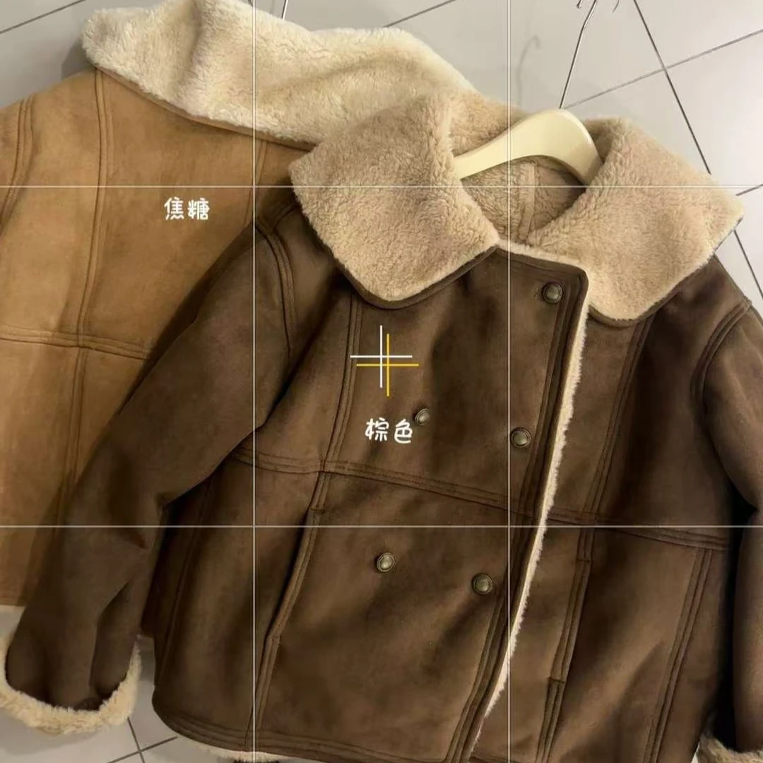 6203冬日不怕冷啦！韩单大翻领仿麂皮绒外套
