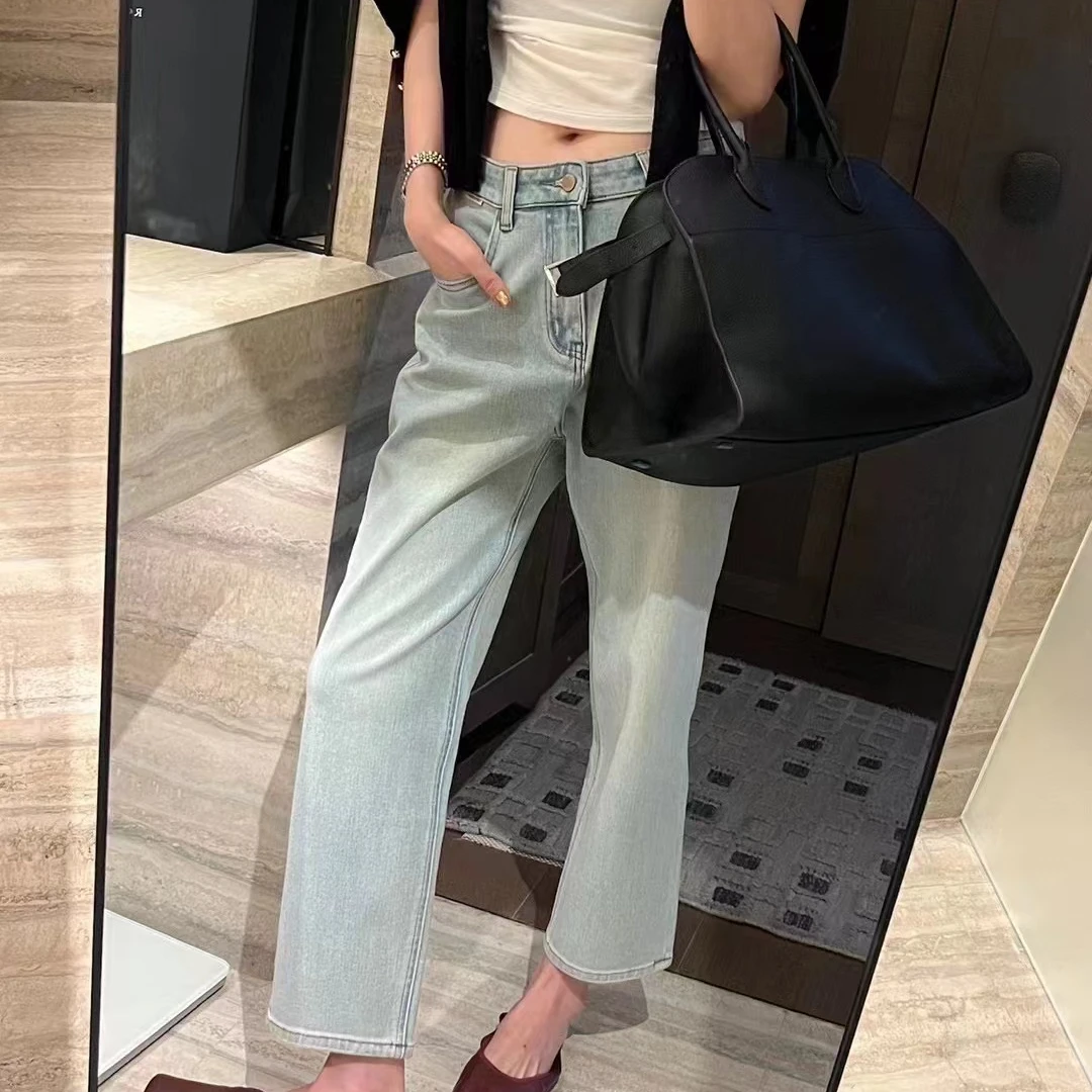 66365颜色绝啦~韩标工作室高腰牛仔烟管裤