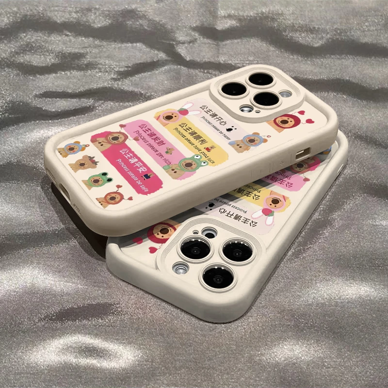 苹果手机壳柿子椒熊公主iPhone15promax13网红少女全包爆款防摔壳