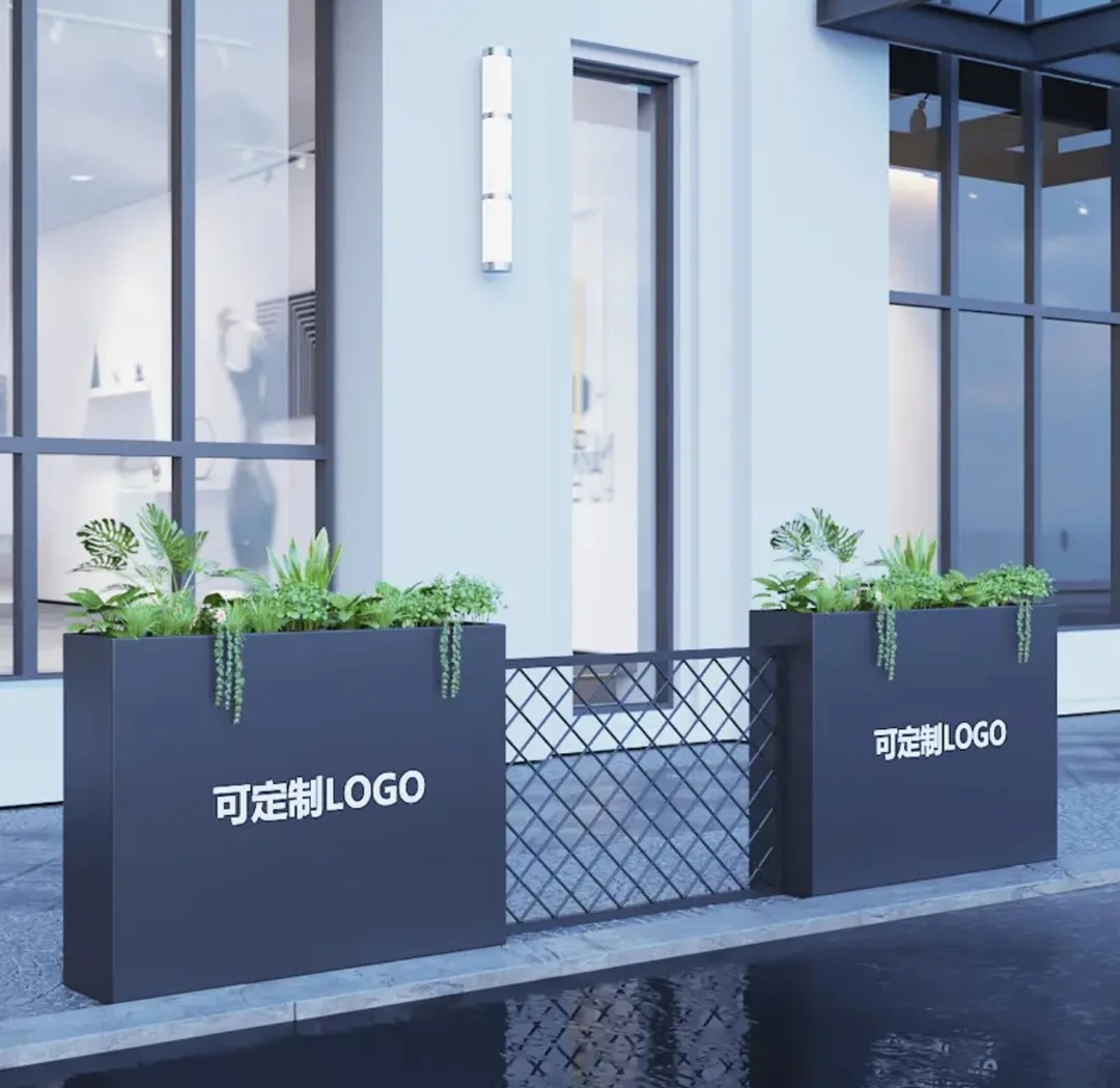 定制户外不锈钢花箱售楼部花盆室外铁艺花架商业街花坛成品花槽
